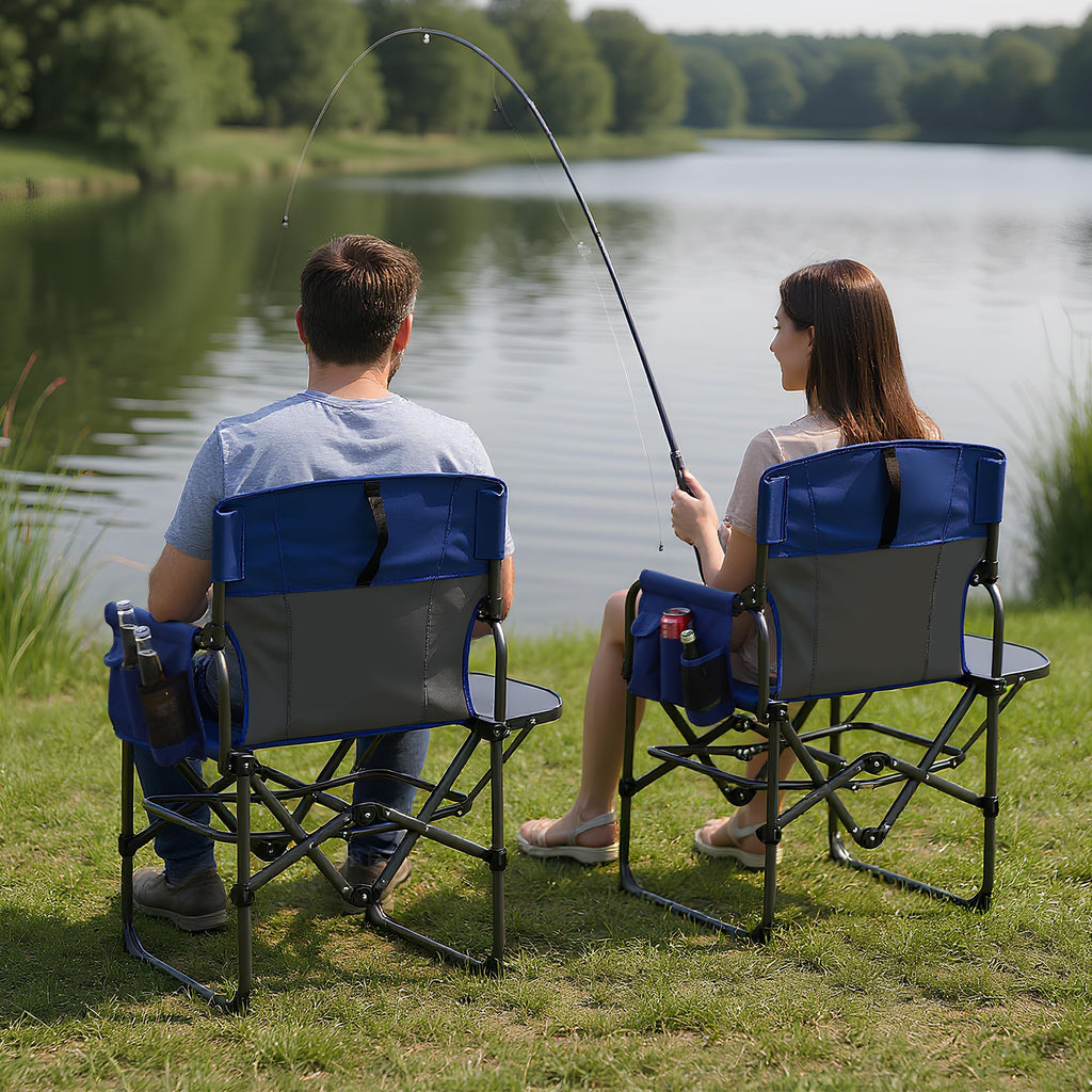 Garvee Oversized Camping Directors Chair Portable Folding Lawn Chair with Side Table for Outdoor Beach Fishing Picnic, Heavy Duty