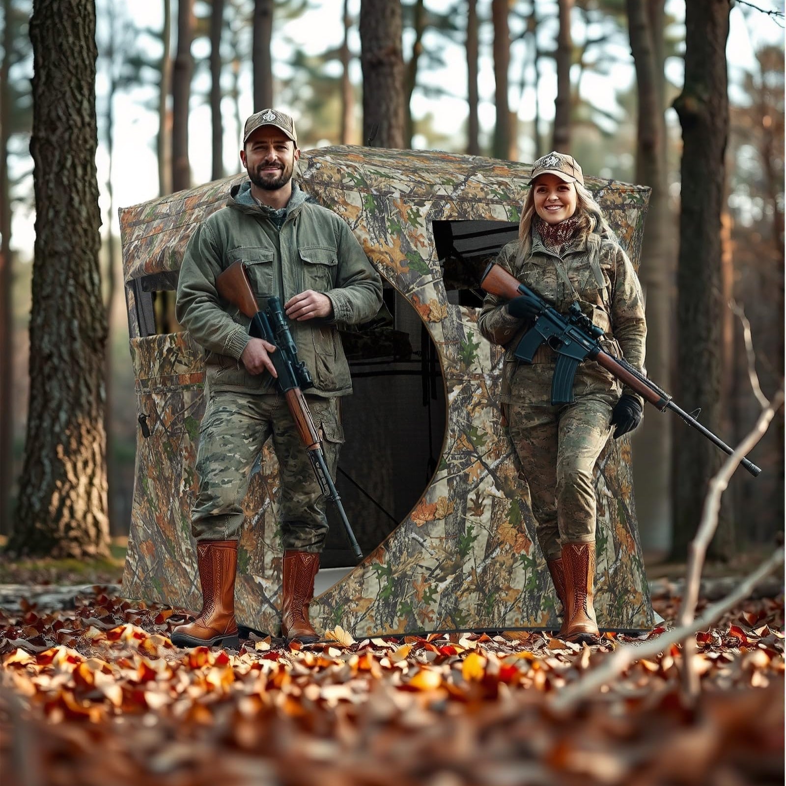 Garvee Pop-Up Hunting Blind - 270° Window Visibility, Silent Magnetic Door, Fits 4-6 People (116"x58"x66"), Lightweight & Portable