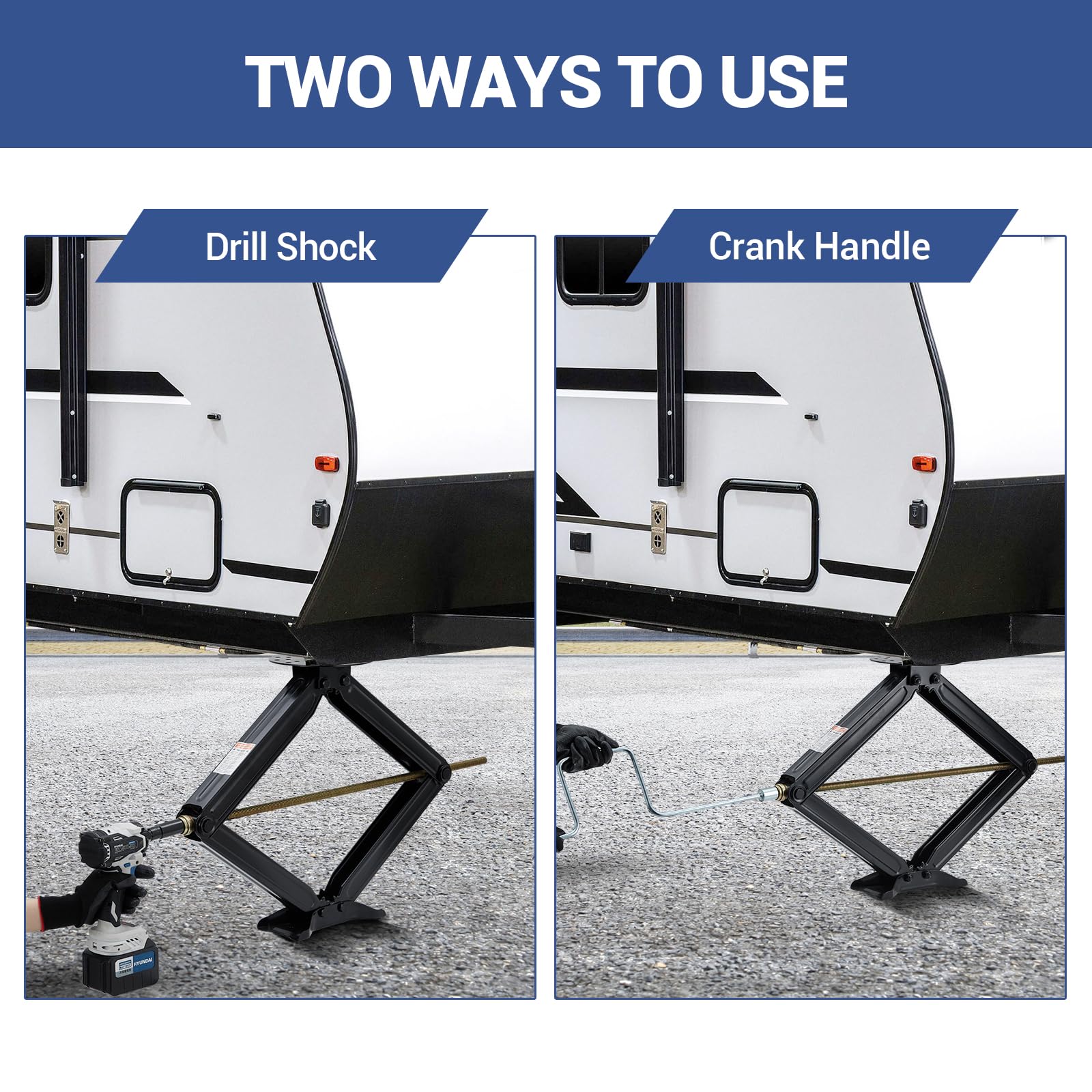 Garvee 7500 lbs RV Scissor Jacks - Set of 2 Heavy-Duty Steel Leveling Stabilizers, 4"-30" Adjustable Height for Campers, Trailers, 5th Wheels, and Motorhomes, Includes Crank Handle, Black, 2 Pack