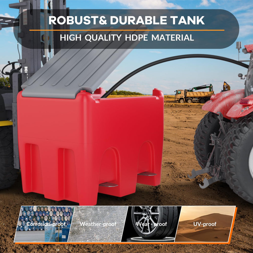 Garvee Portable Fuel Tank 48 Gallon Diesel & Gasoline Transfer Tank With 12V Electric Pump For Tractors Trucks Lawn Mowers Generators Red