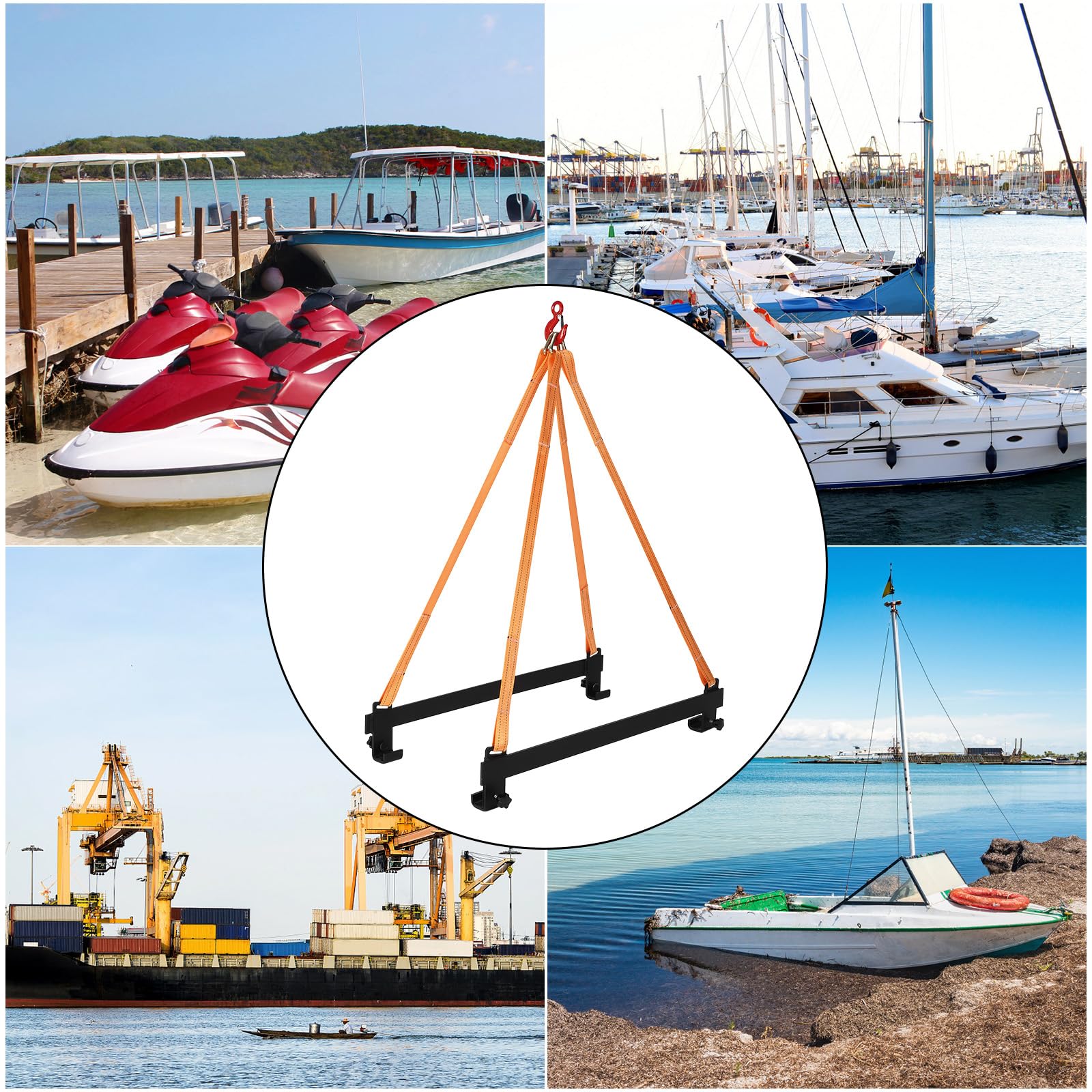 Garvee Watercraft Lift Sling 1500 LB Polyester Lifting Straps Jet Ski Lift Sling Personal Watercraft Black