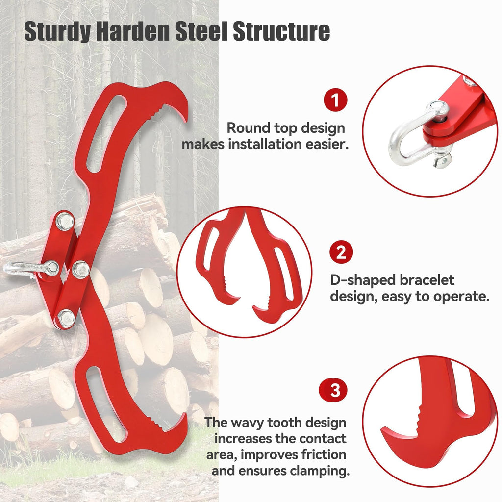 Garvee Log Lifting Tongs Superior Grip Heavy-Duty Steel Claws 18in 2 Claw Powder-Coated Rust-Resistant