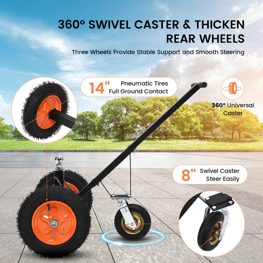 Garvee Adjustable Trailer Dolly with 1000lbs Weight Capacity, Boat Trailer Dolly with 2 Inch Ball & Pneumatic Tires, 17.7''-25.5'' Adjustable Height & Universal Wheel, for Moving Car RV Trailer