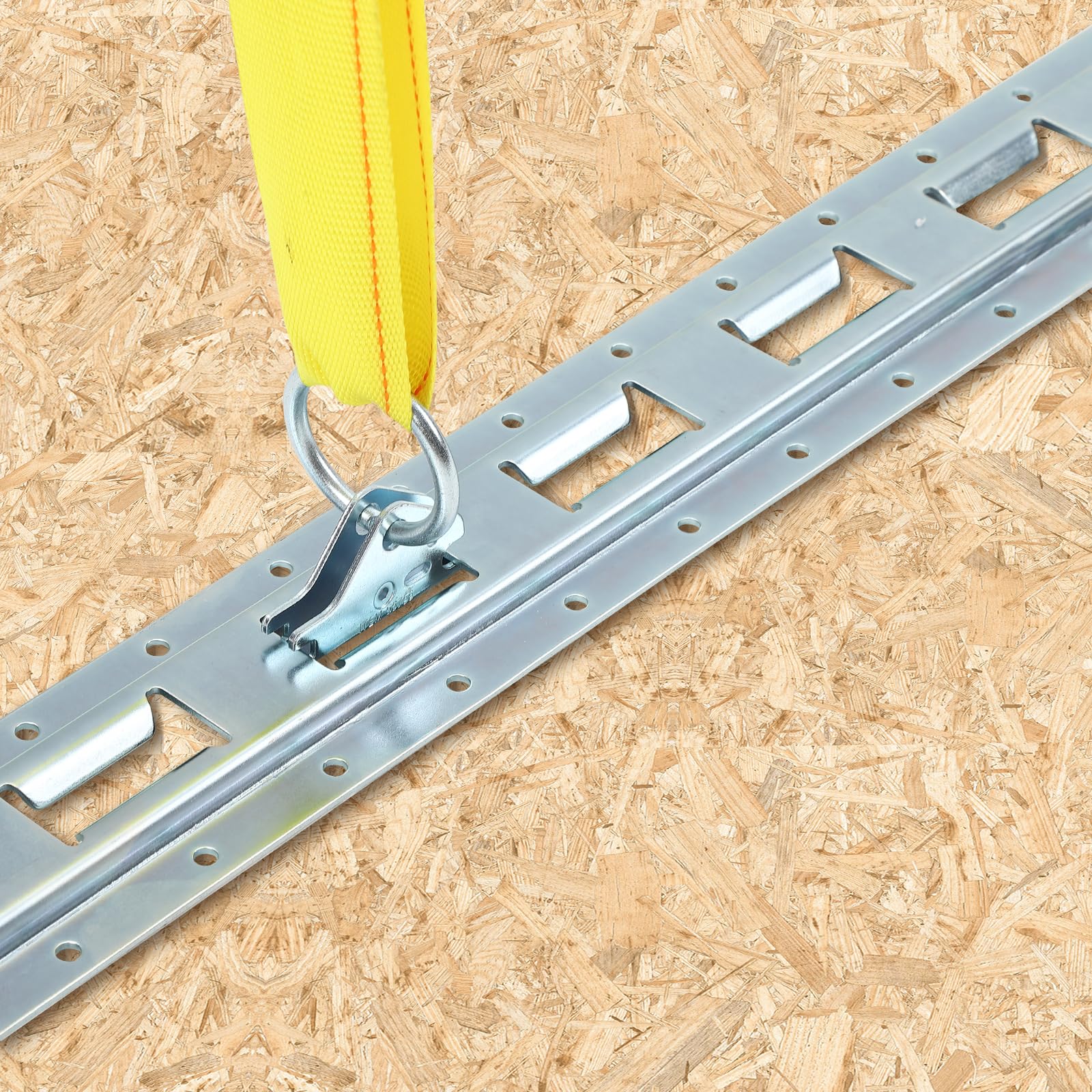 Garvee 5FT E Tracks Tie-Down Rail Kit, 4 Pack Vertical E Track Rails Includes 4 Steel Rails & 4 O-Rings & 4 Tie-Offs W/D-Ring, Versatile Trailer Securing Accessories for Trailers, Truck Bed