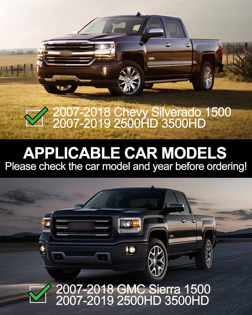 Garvee 6 Inch Running Boards - Compatible with 2007-2018 Chevy Silverado 1500 and 2007-2019 Chevrolet Silverado 2500HD/3500HD Crew Cab (4 Full-Size Doors, Gas Engine Only), Aluminum Construction