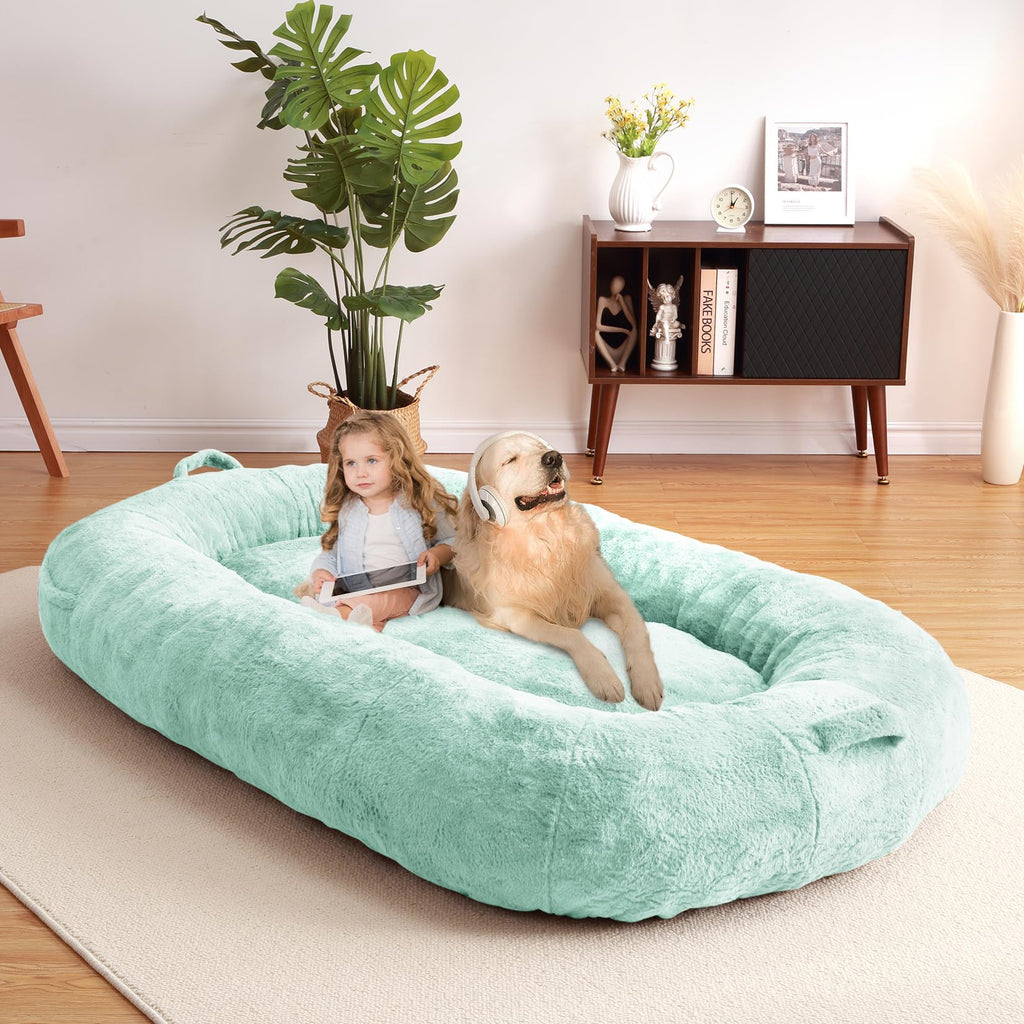 Garvee Giant Dog Bed for People, Washable & Plush Human Sized Dog Bed for Men and Women, Large Dog Bed Suitable for Adults, Anti-Slip Bean Bag for Large Dogs, Human-Sized Bed, 71"x43.3"x10"