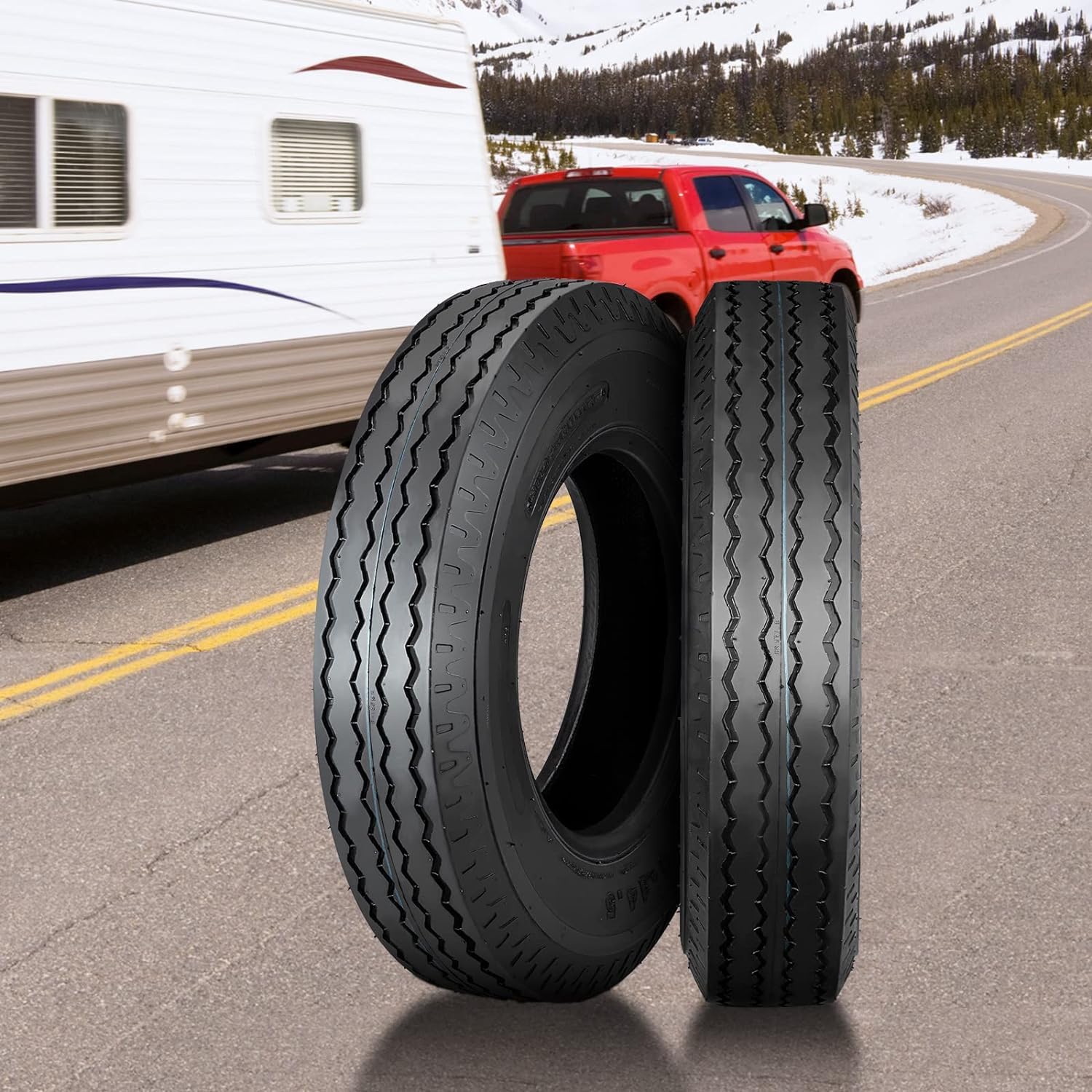 Garvee ST175/80D13 Trailer Tires Load Range C 6 Ply Set of 2 24 Inch Diameter Black