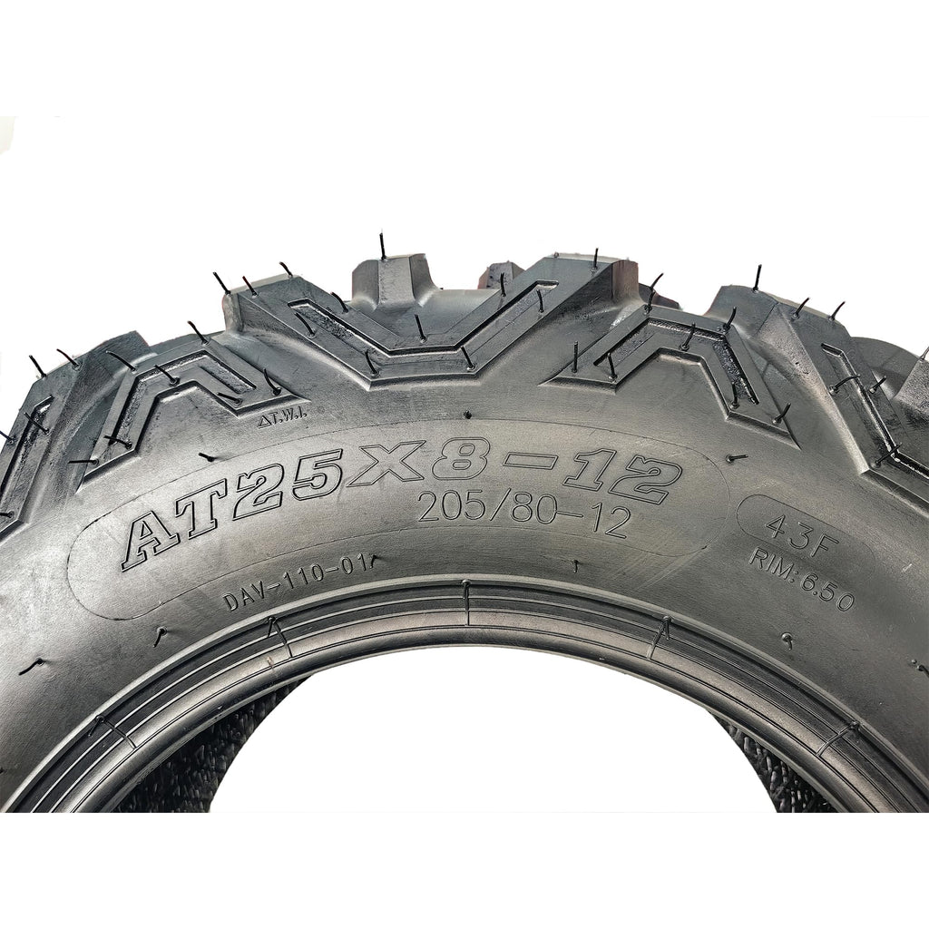 Garvee 25x8-12 ATV UTV Tires 6PR All-Terrain Tubeless Directional Knobby Tread Black
