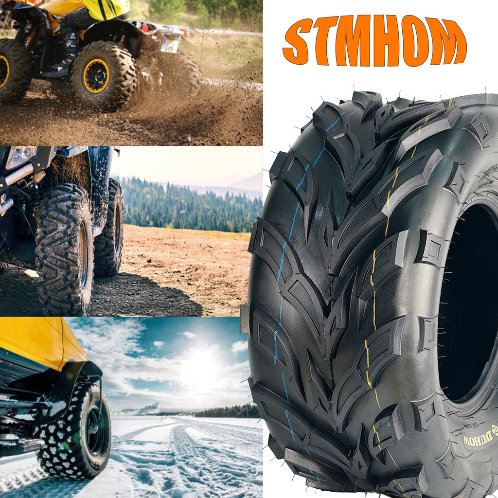 Garvee Set Of 2 All Terrain ATV Tires 22X10-10 4PR Tubeless For Off-Road Adventures, Durable Black