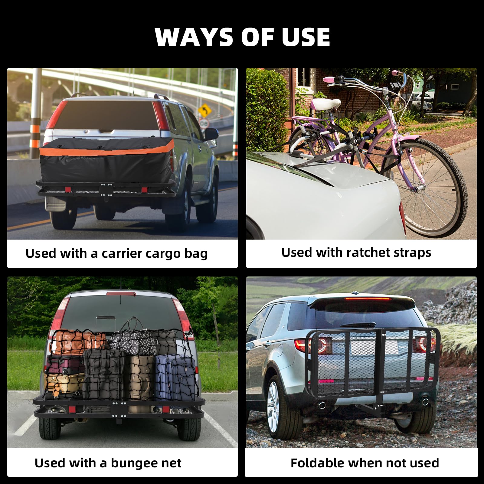 Garvee Heavy Duty Cargo Carrier 500 LBs Steel Construction Large Capacity Travel Safety