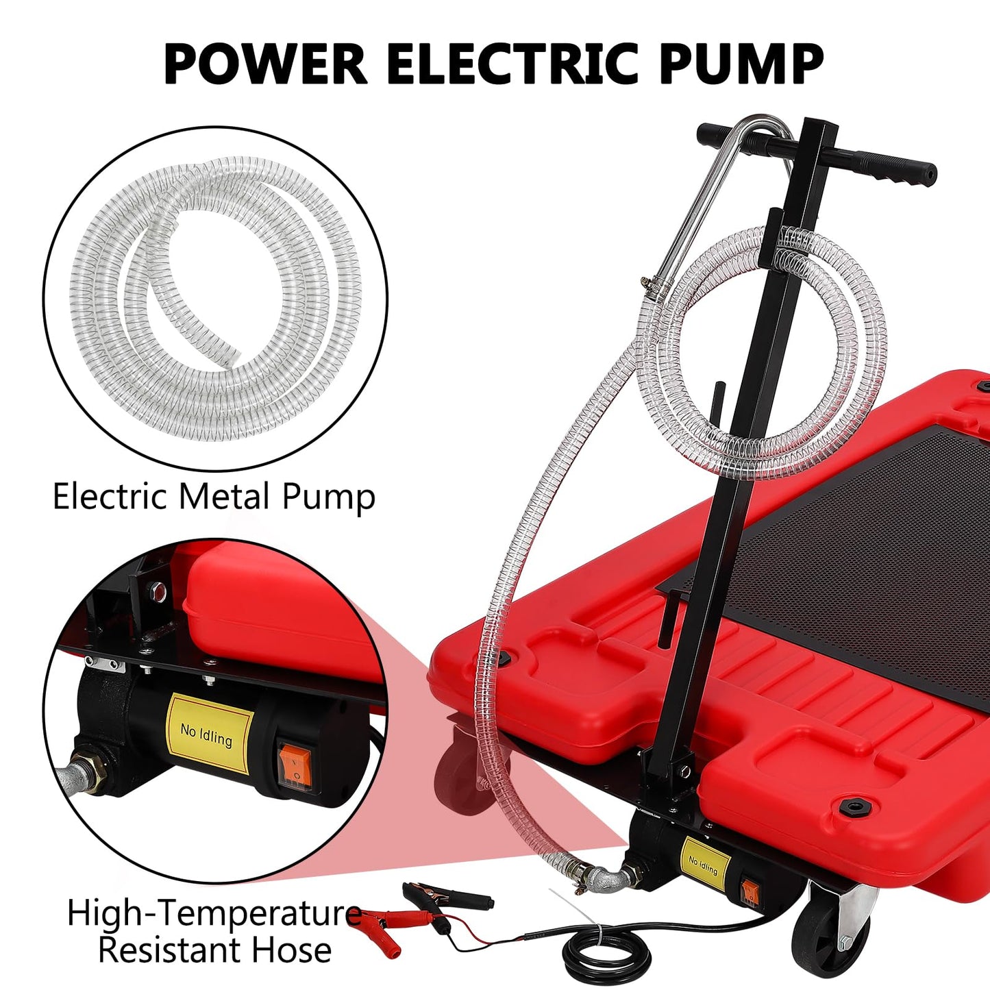 Garvee Best Oil Drain Pan with Pump – 17 Gallon Low Profile Oil Drain Pan for Cars, SUVs & Trucks, 12V Electric Pump & 8FT Hose for Easy Oil Changes