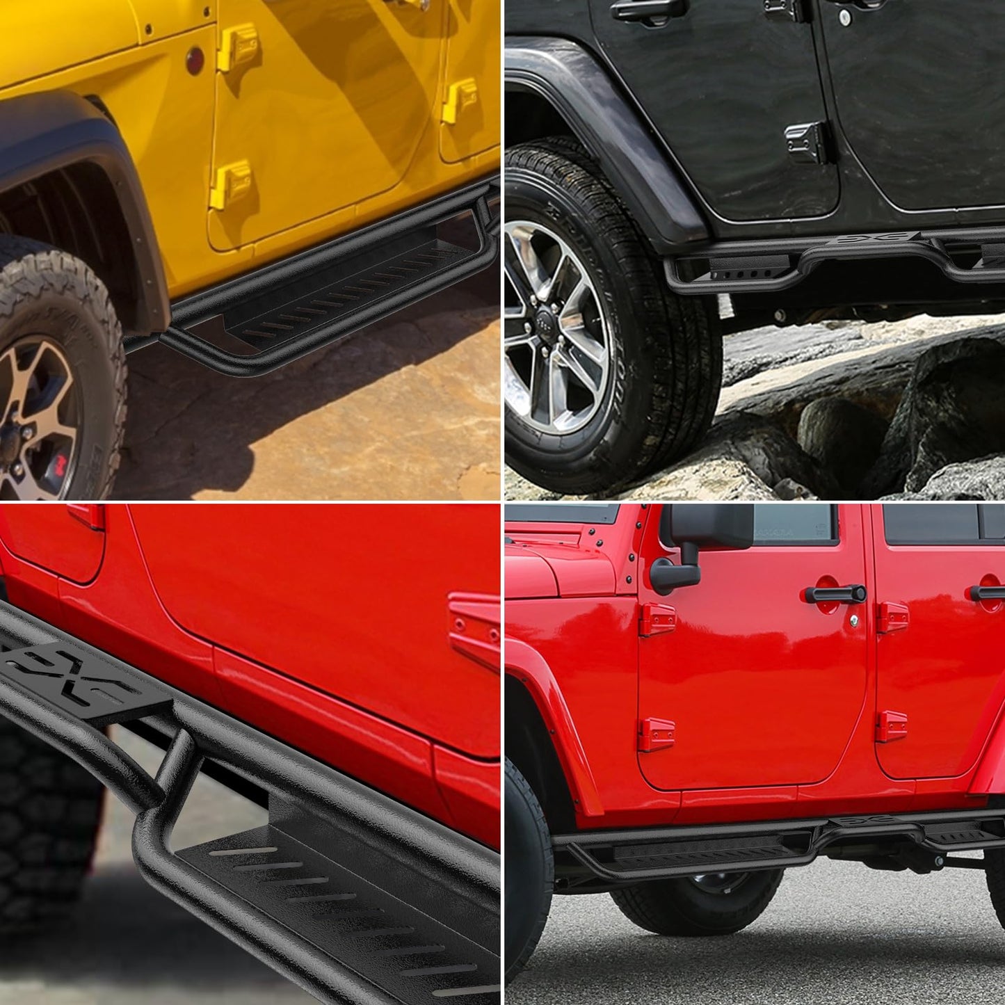 Garvee Running Boards w/Two Stairs Design All-Steel Build, Bolt-on Side Steps Compatible with 2020-2024 Bronco 4 Door, Black Powder Coated Nerf Bar