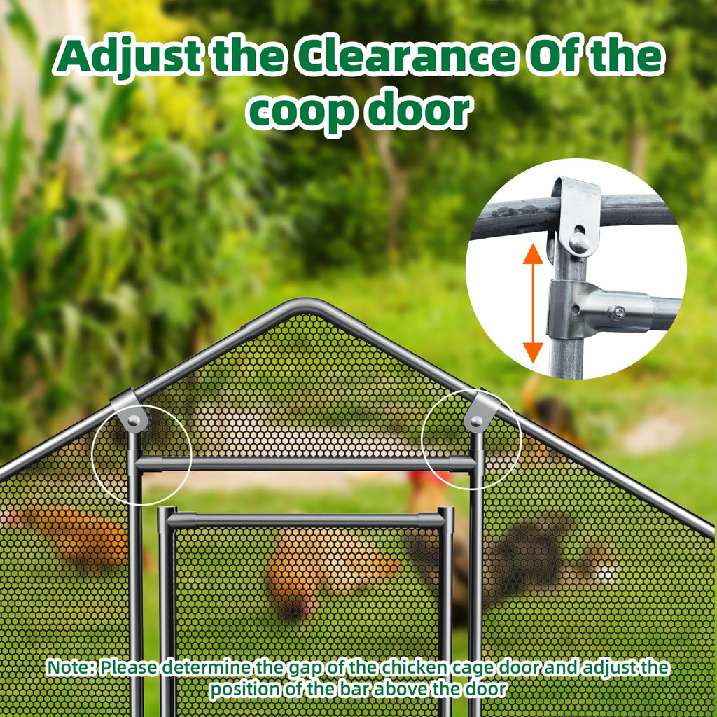 Garvee Chicken Run 9.8'x13'x6.4', Large Metal Chicken Coop Heavy Duty Hen House with Waterproof Anti-Uv Cover for Outdoor Chicken Pens with Reforced Tri-Supporting Steel Frame, Silver, Spire Roof