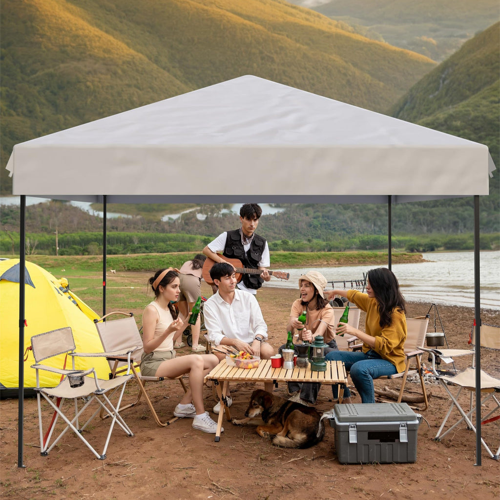 Garvee 10'x10' Pop-Up Canopy Tent with Sidewall - Portable Gazebo with Stakes & Ropes for Outdoor Events, Patio, Party, Camping, White