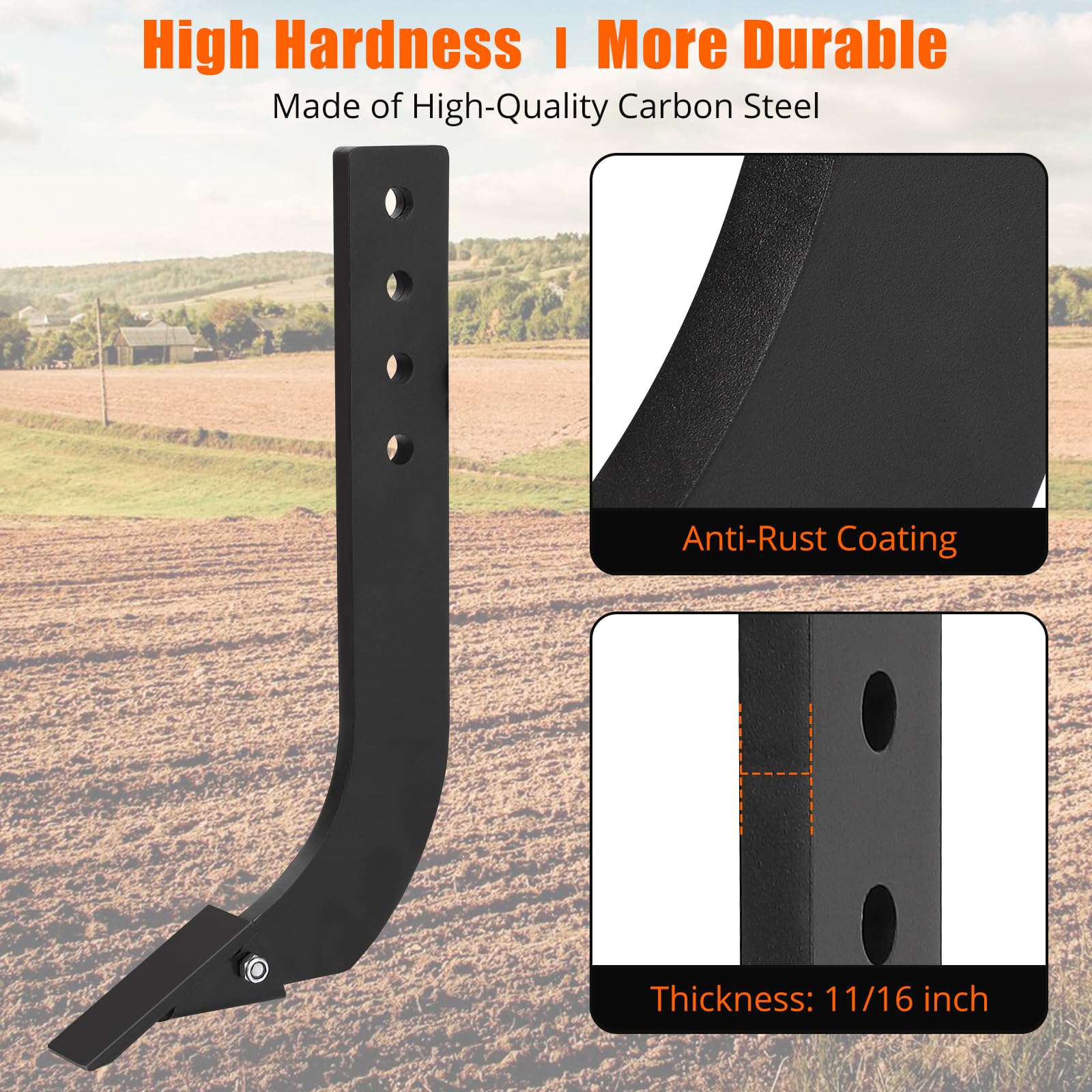 Garvee Box Blade for Tractor + 16 Inch Ripper Shanks + Adjustable Handle + Heavy-Duty Steel + Anti-Rust Coating + 4 Holes for Adjustment + Tillage and Grass Leveling