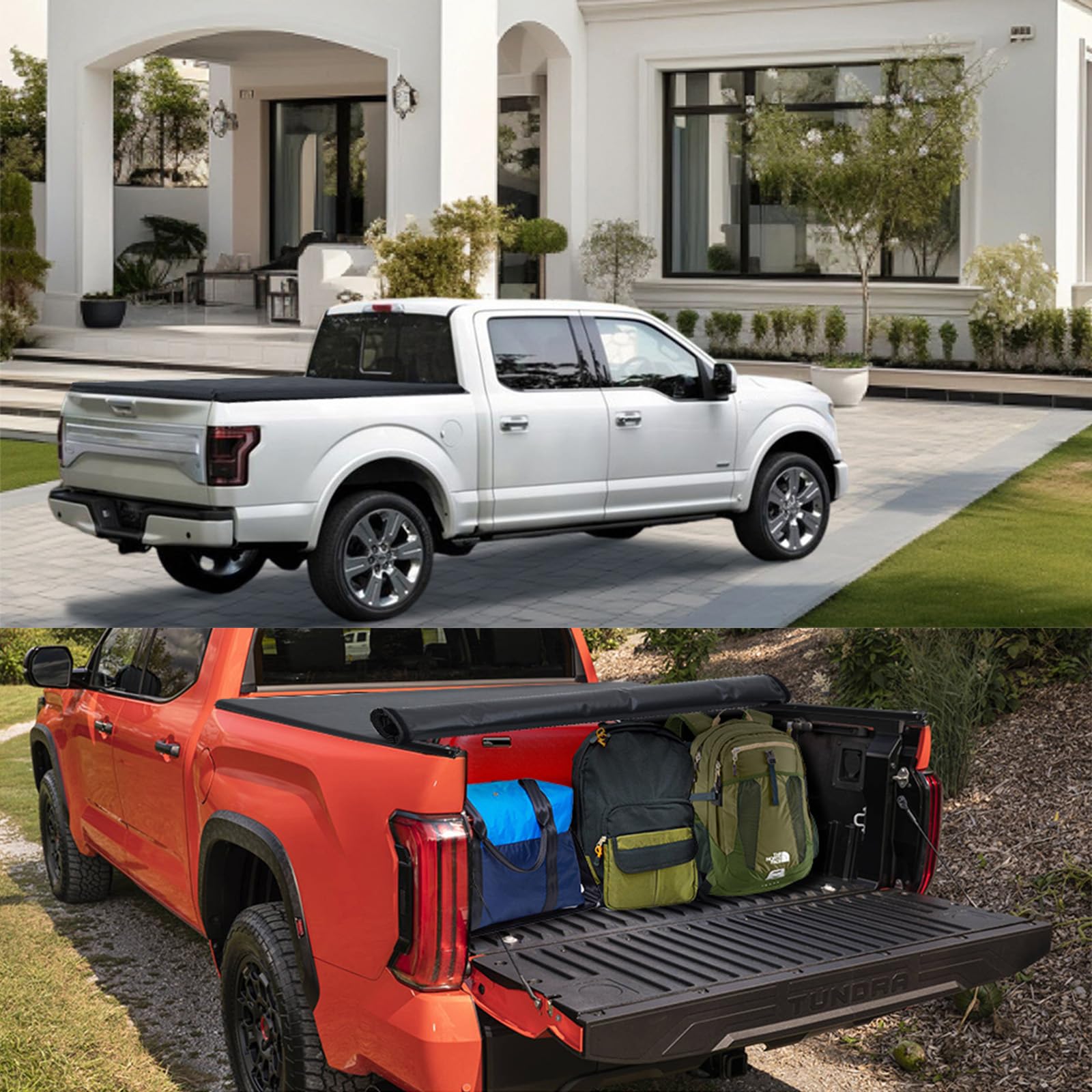 Garvee Soft Roll Up Truck Bed Tonneau Cover for Ranger 5ft 2024-2025, Durable Double Layer PVC, Easy No-Drill Installation, Black