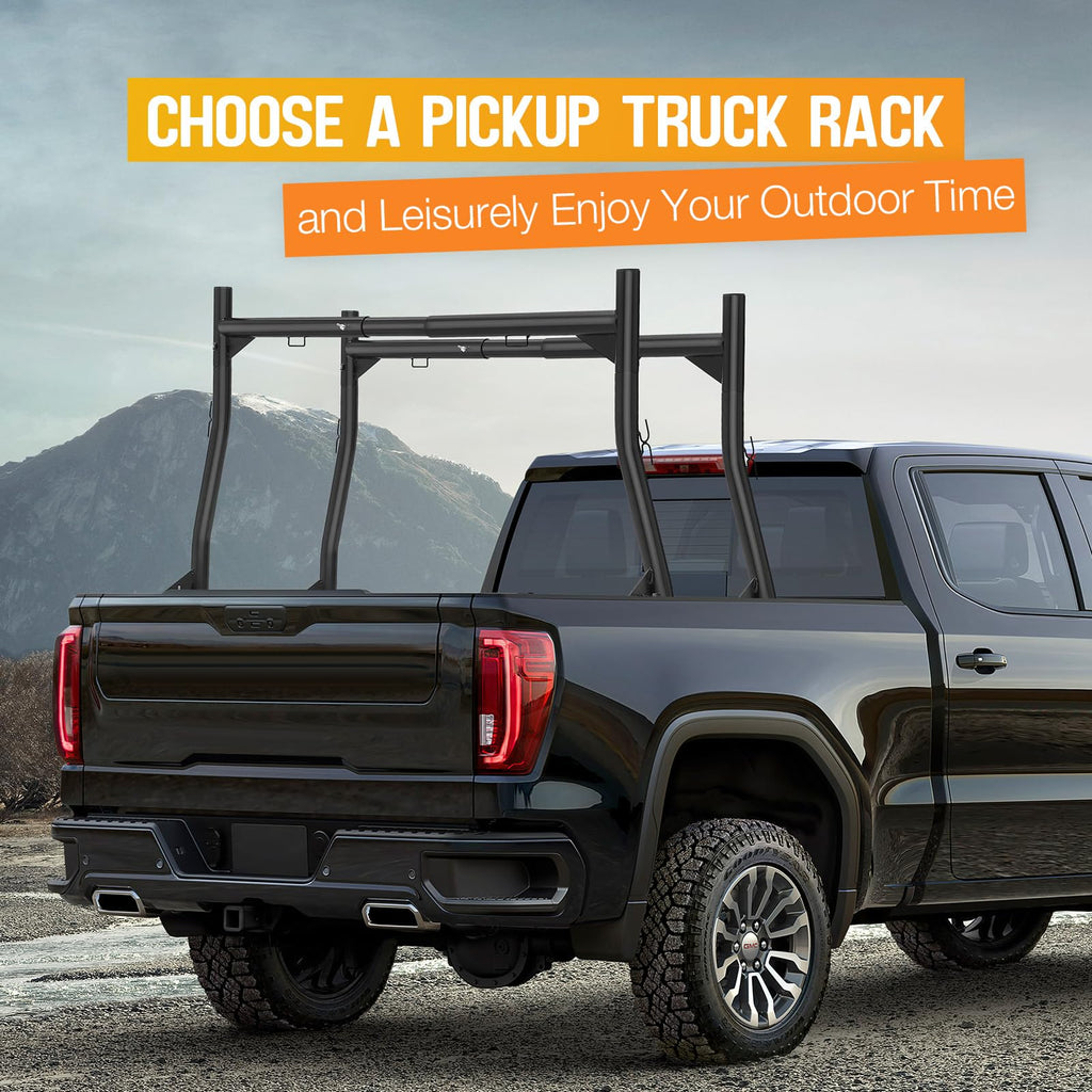 Garvee Truck Ladder Rack, Adjustable Steel Truck Bed Rack, Extendable 46"-71", 800 lbs Capacity, Universal Fit for Pickup Trucks, Ideal for Canoes, Surfboards, Ladders, Lumber, and Tents