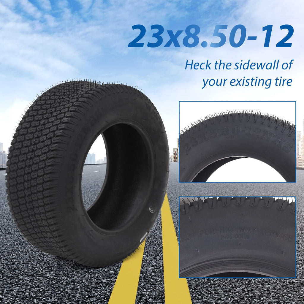 Garvee Lawn Mower Tires Turf Tires 20x8.00-8 4PR for Golf Cart Tires, Garden Tractor Riding Mower Tubeless Set of 2 - 23x8.50-12-4PR TL WAVE