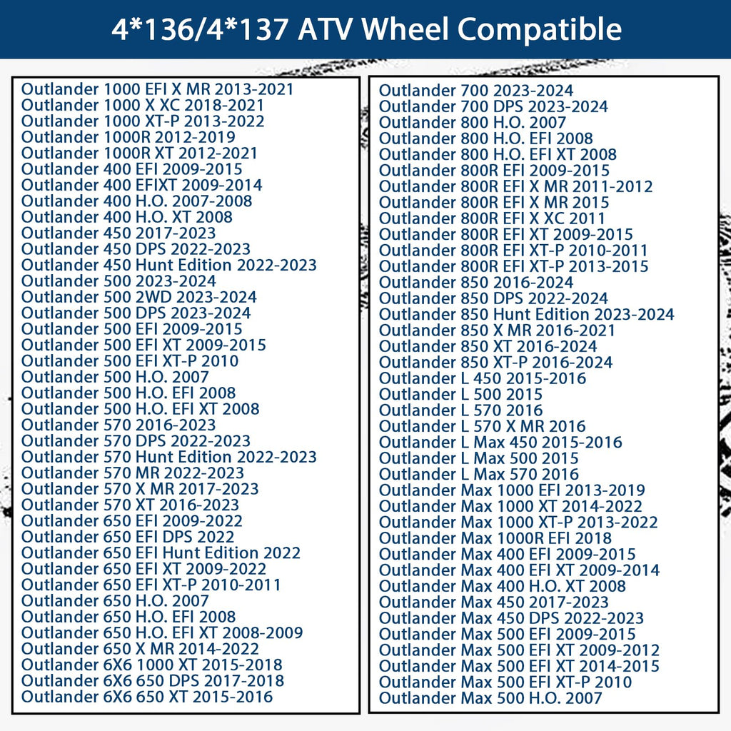 Garvee 25x10-12 ATV Tires with 12" Steel Wheel Rim 4 Bolt All-Terrain Off-Road Mud Sand Terrain Black