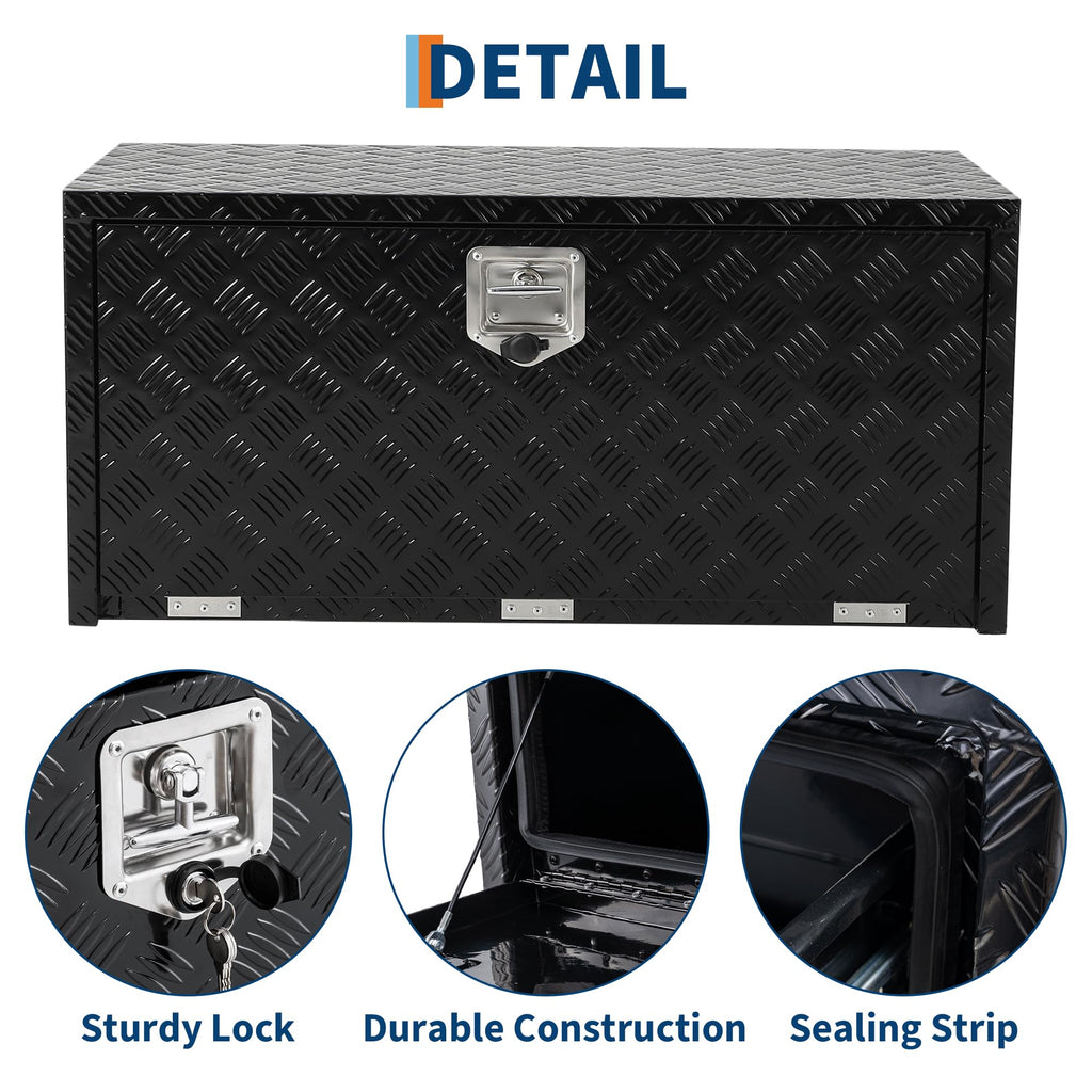 Garvee 18"X18" Heavy Duty Aluminum Underbody Tool Box, Waterproof Truck Storage Organizer for Pickup Truck Bed and RV Trailer, Black