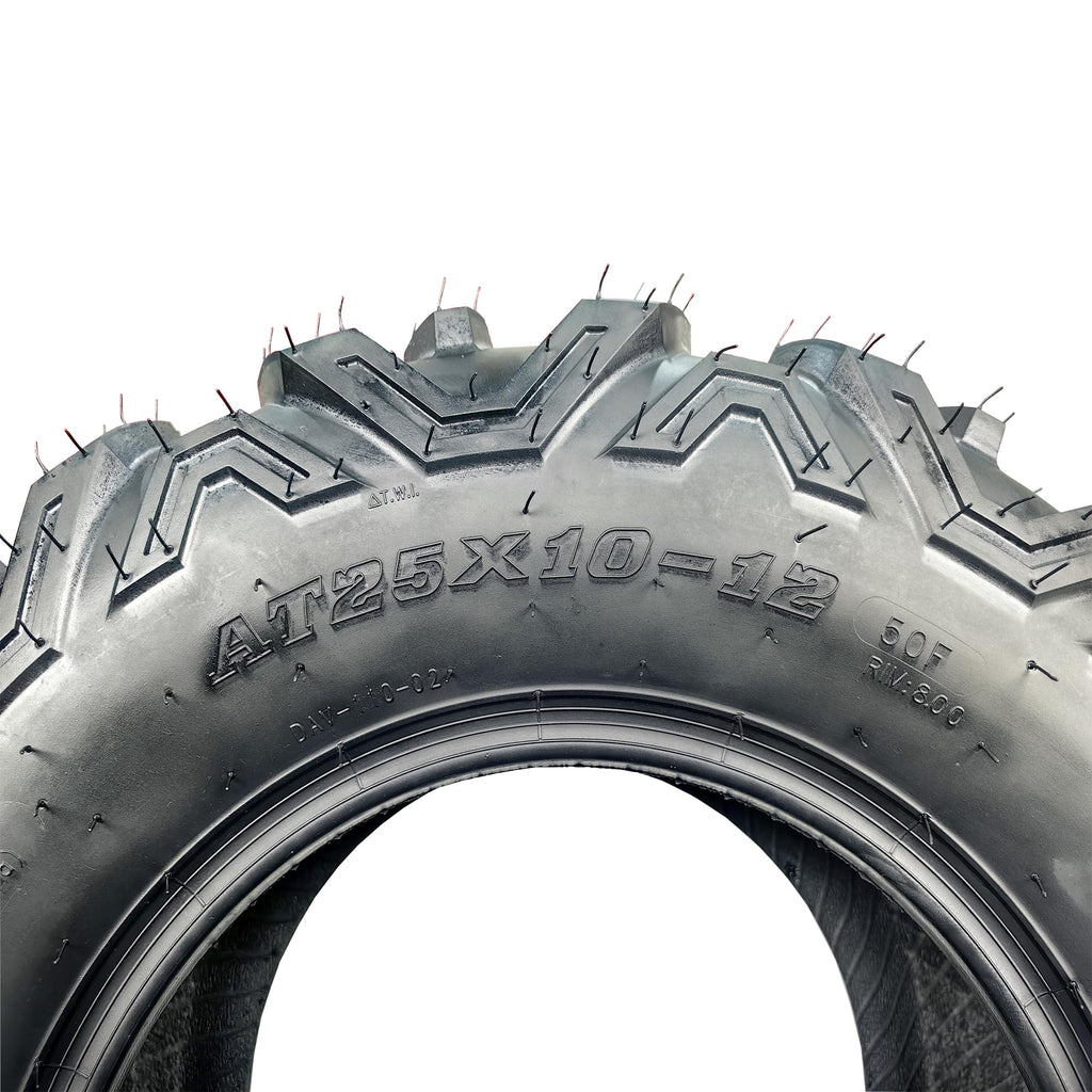 Garvee Set of 4 ATV UTV All-Terrain Tires 25x8-12 Front & 25x10-12 Rear, 6 PR, Tubeless for Off-Road Adventures, Durable and Versatile