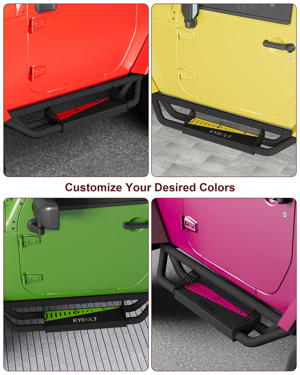 Garvee Running Boards Compatible with 2018-2024 Jeep Wrangler JL 4 Doors, Rocker Bars for Jeep Wrangler JL 2018 2019 2020 2021 2022 2023 2024,6 inch Steel Side Steps Nerf Bars for Jeep JL