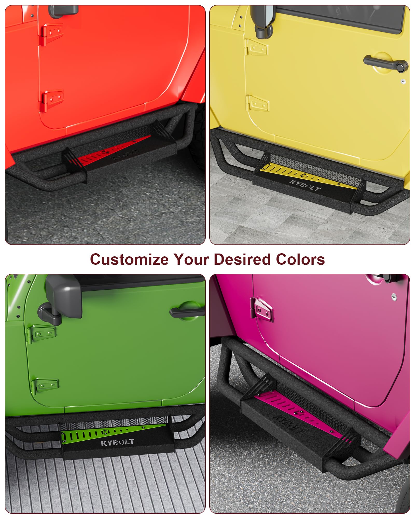 Garvee Running Boards Compatible with 2018-2024 Jeep Wrangler JL 4 Doors, Rocker Bars for Jeep Wrangler JL 2018 2019 2020 2021 2022 2023 2024,6 inch Steel Side Steps Nerf Bars for Jeep JL