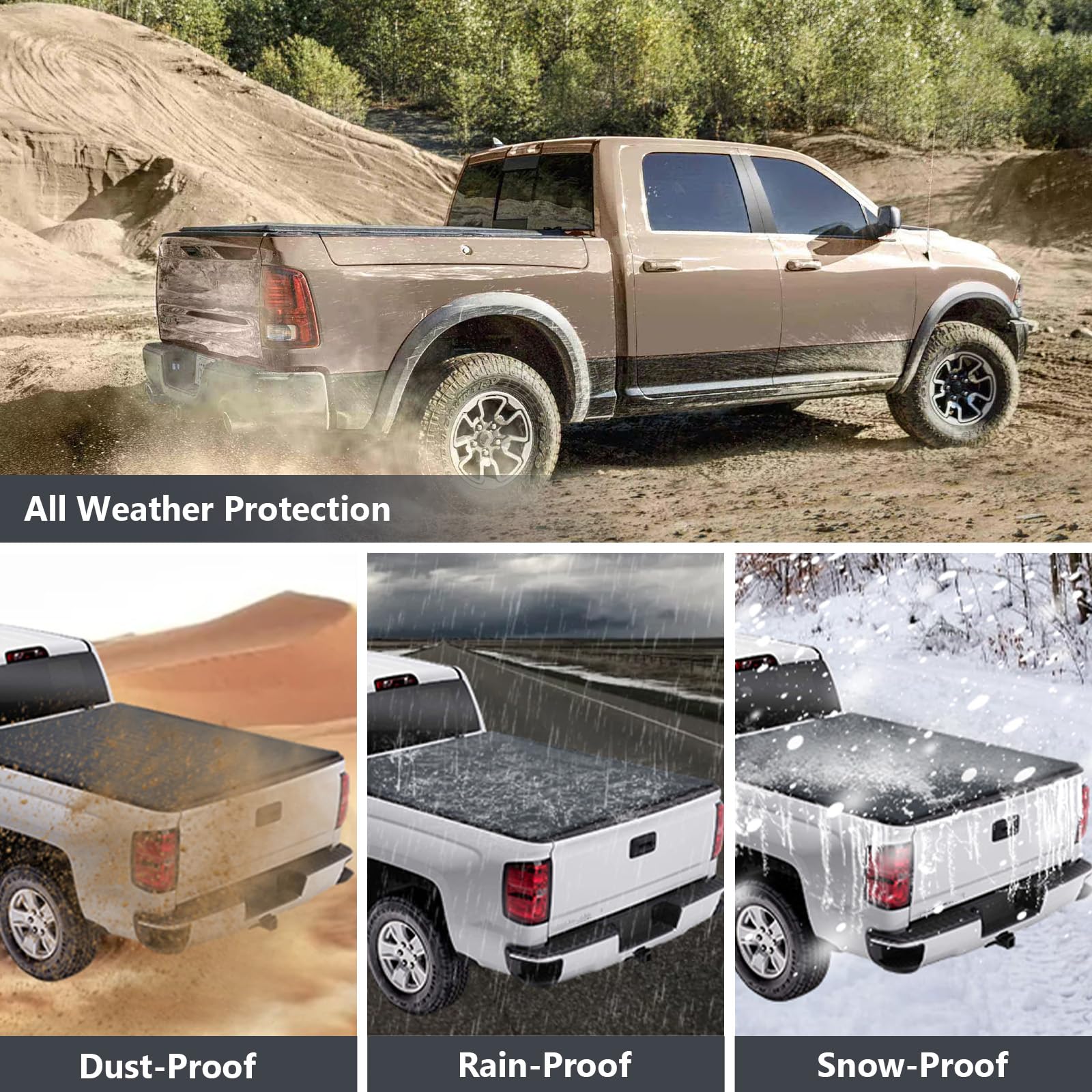 Garvee Toyota Tacoma 6FT Soft Roll Up Tonneau Cover Waterproof Truck Bed Cover for 2016-2023 TRD Double Cab Short Bed Black