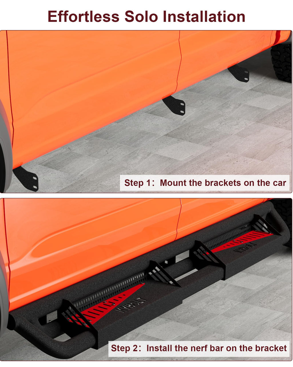 Garvee Steel Swing Bars Foot Pegs Compatible with Ford F-150 SuperCrew Cab, F-250 F-350 Super Duty 2015-2023, Durable, Easy Install, Off-Road Use