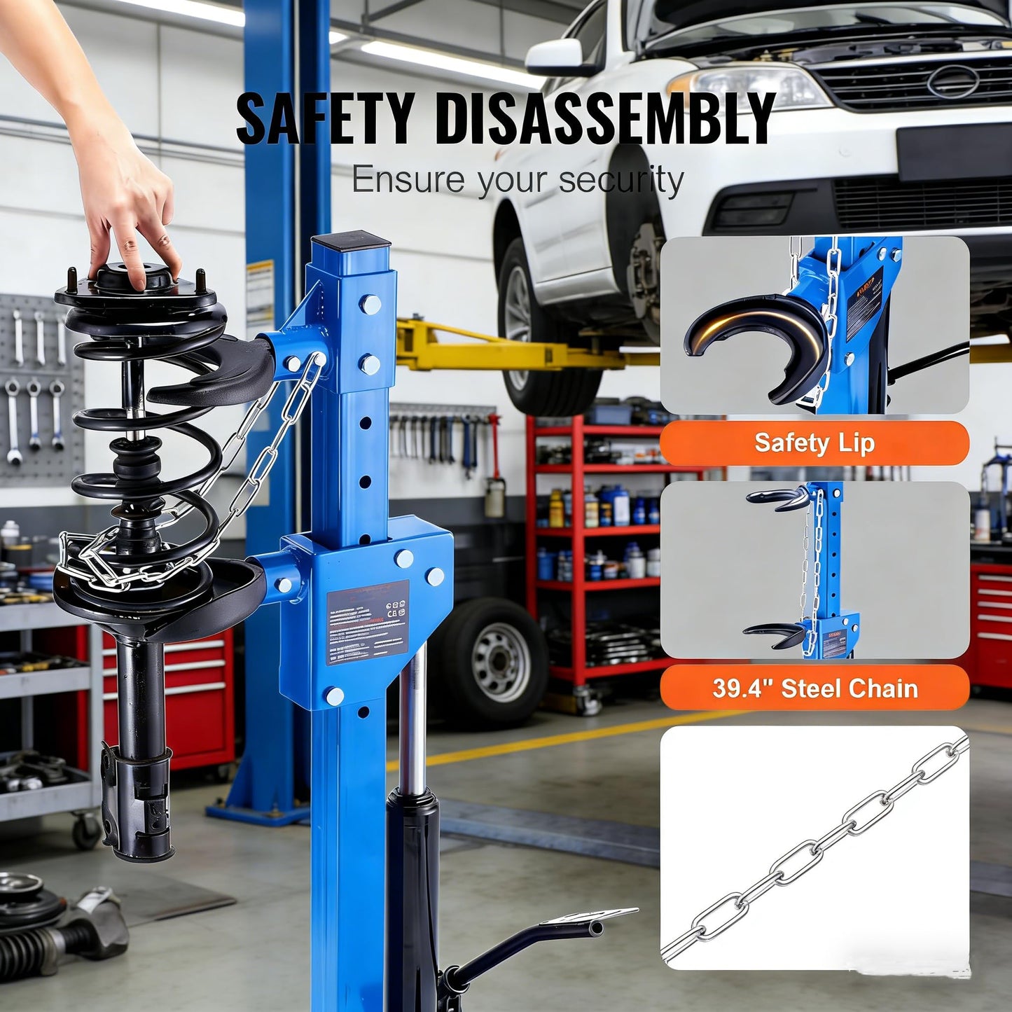 Garvee Hydraulic Shock Spring Compressor Heavy Duty Foot-Operated Coil Spring Compressor Tool Universal Fit Cars SUVs Trucks Blue