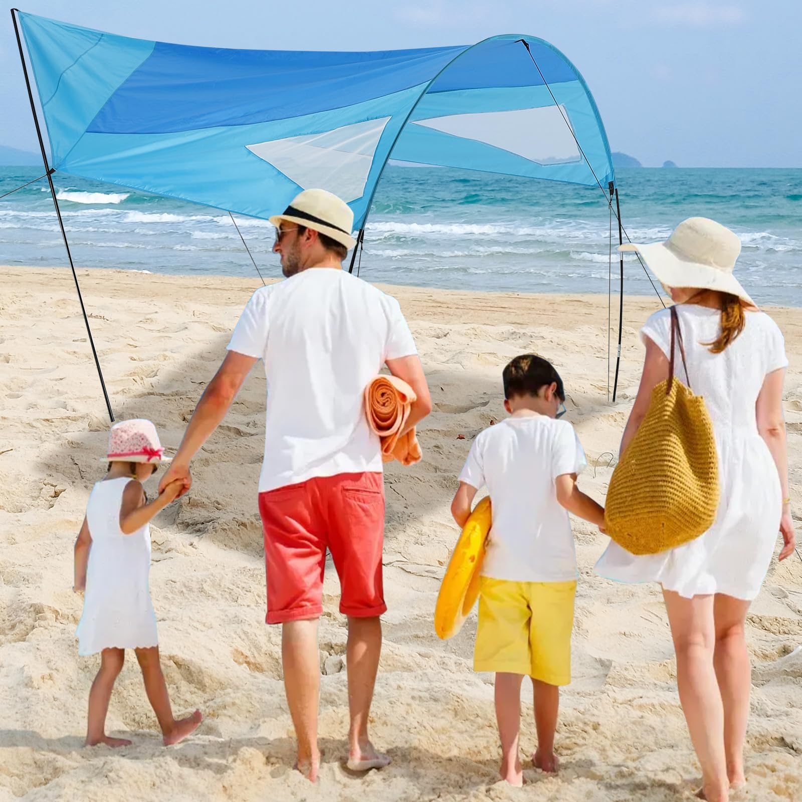 Garvee Beach Shade Canopy - Provides 150 Sq. Ft. of Shade, Compact & Easy to Carry, Portable Sun Shelter for Beach, Outdoor Use