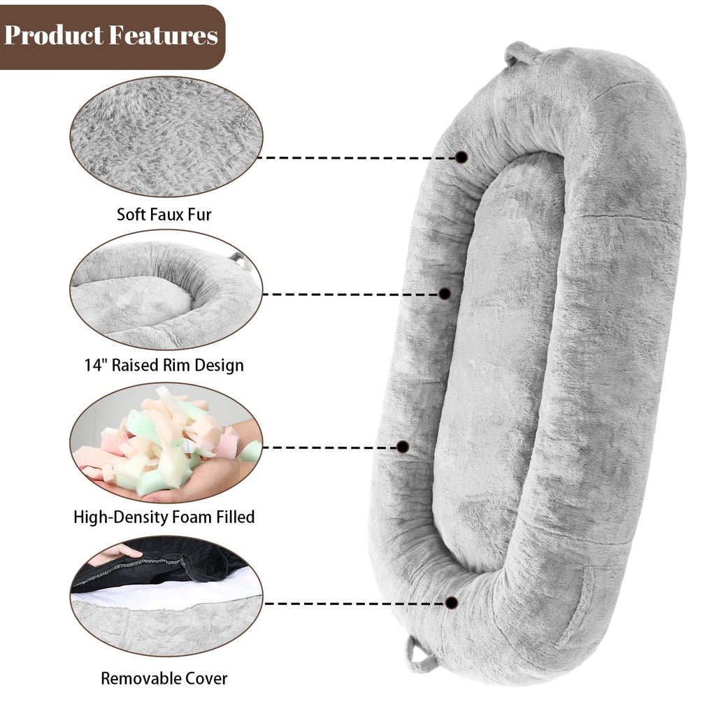 Garvee Giant Dog Bed for Men and Women, 75"x48"x14" - Washable & Plush Dog Bed for People, Suitable for Adults，Human-Sized Bed