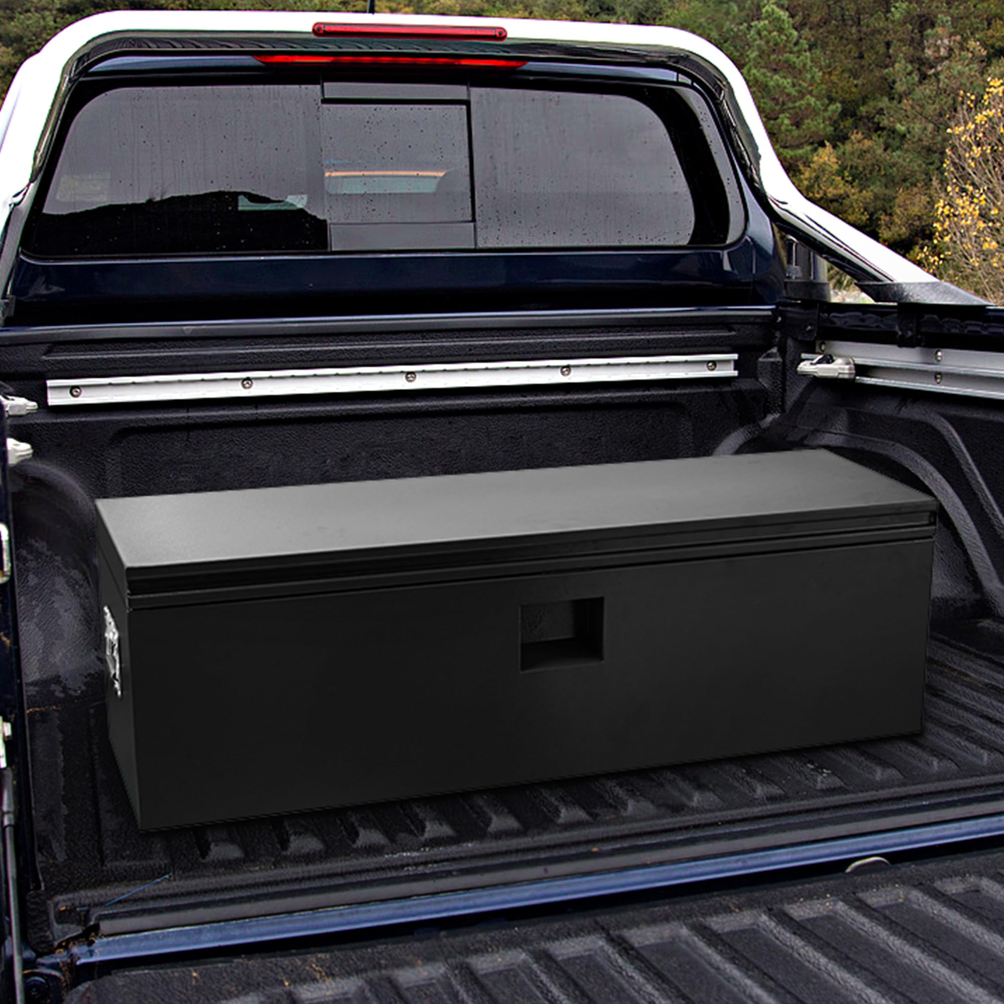 Garvee 30X15 Inch Heavy Duty Truck Tool Box with Dual Hydraulic Levers for Pickup Bed, Garage & Workshop, Black