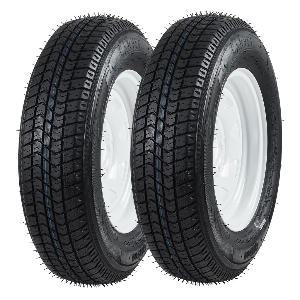 Garvee ST205/75D14 Trailer Tire and Wheel Assembly, Heavy-Duty Load Range C 6PR, 5 Lug White Modular Wheel, 14 Inch Tires for Utility and Boat Trailers, Set of 2
