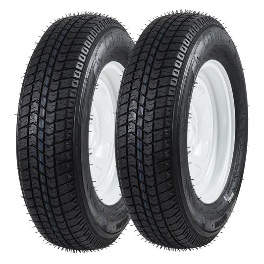 Garvee ST205/75D14 Trailer Tire and Wheel Assembly, Heavy-Duty Load Range C 6PR, 5 Lug White Modular Wheel, 14 Inch Tires for Utility and Boat Trailers, Set of 2