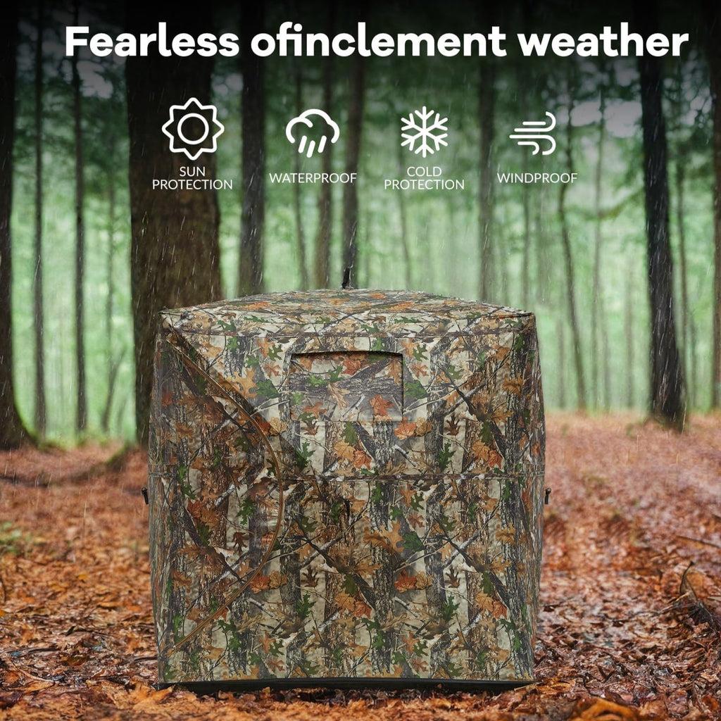 Garvee Pop-Up Hunting Blind - 270° Window Visibility, Silent Magnetic Door, Fits 4-6 People (116"x58"x66"), Lightweight & Portable