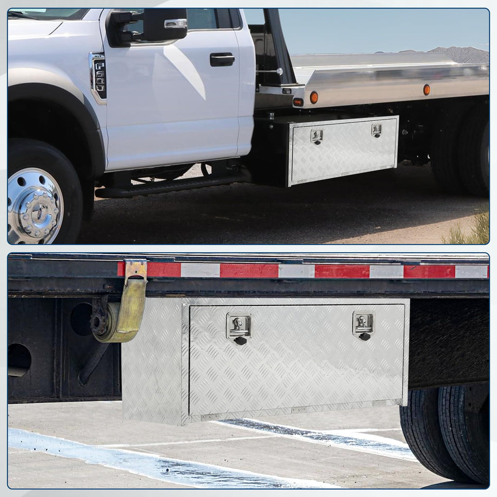 Garvee 36 Inch Heavy Duty Aluminum Tool Underbody Box, Waterproof Truck Storage Organizer for Pick Up Truck Bed, RV Trailer, Silver