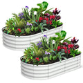 Garvee 2 Pcs 6' X 3' X 1' Oval Raised Garden Bed, Galvanized Raised Beds for Outdoor, Planter Raised Boxes with Open-Ended Base,Large Metal Raised Planter Beds for Vegetables,Flowers,Tool-Free Assembly, White