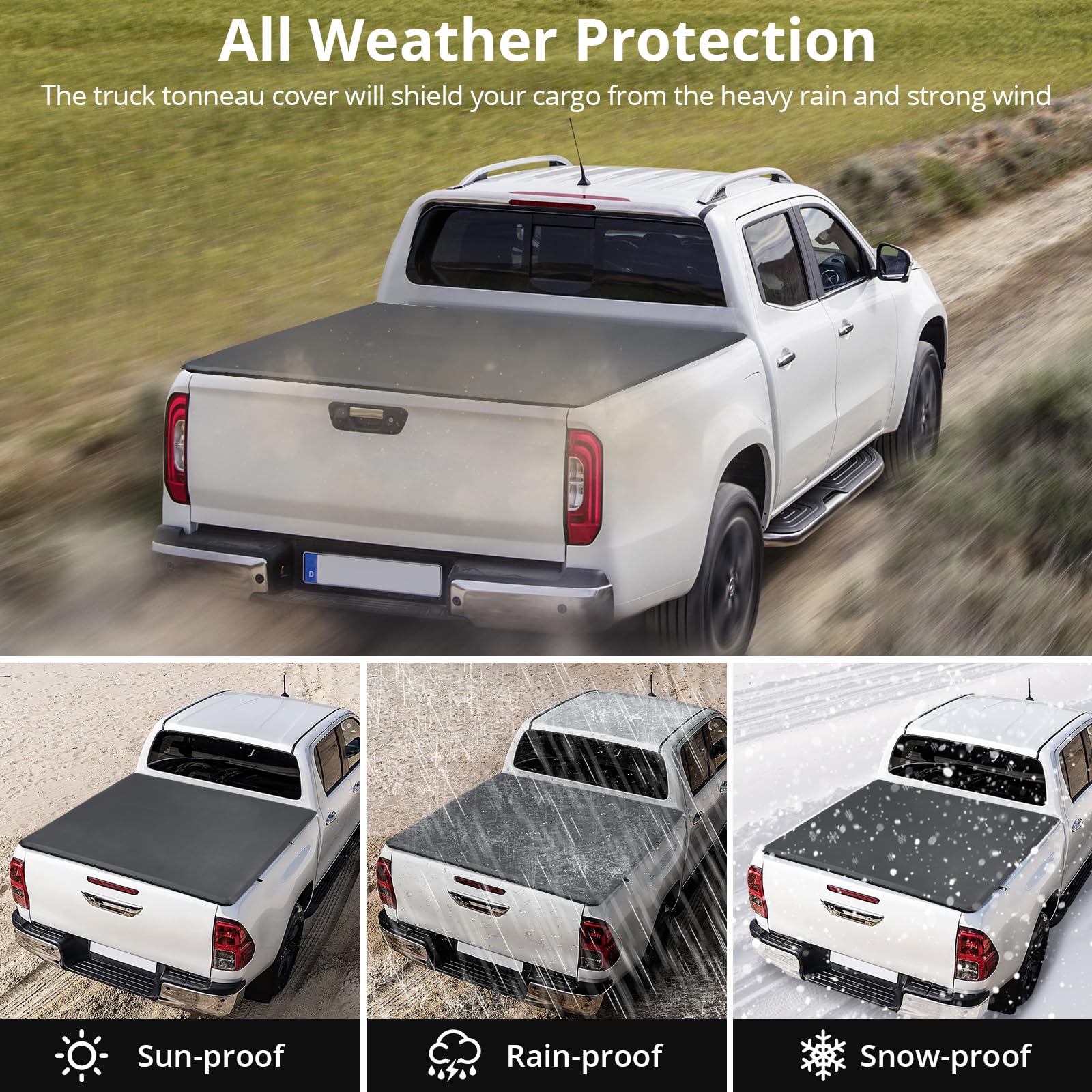 Garvee Soft Tri-Fold Truck Bed Tonneau Cover Compatible With 2015-2023 Chevrolet Colorado CREW 5'2" Bed Black, Durable PVC, Easy Install, Secure Storage