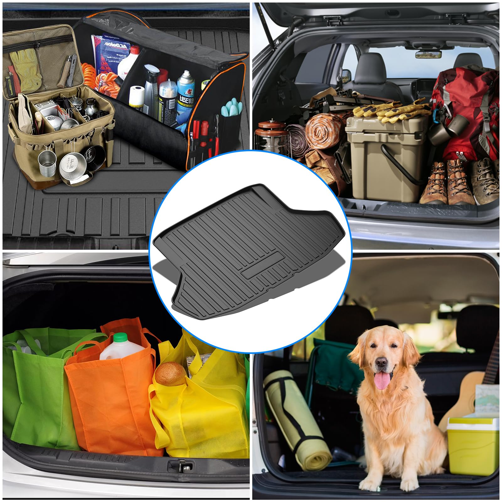 Garvee Trunk Mat Compatible with 2022-2025 Honda Civic, All Season Cargo Mat, Scratch-Resistant TPE, Waterproof, Black