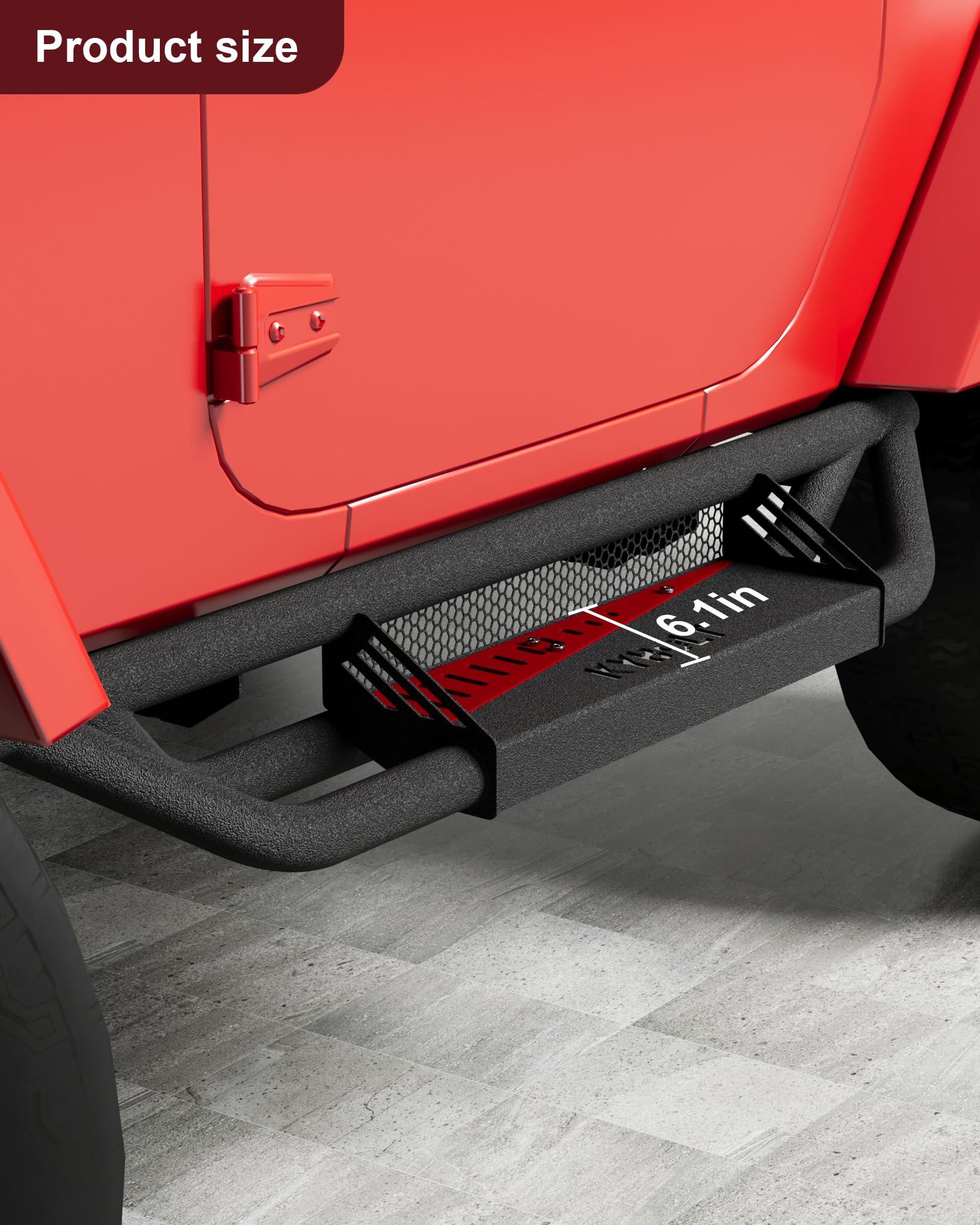 Garvee Running Boards Compatible with 2018-2024 Jeep Wrangler JL 4 Doors, Rocker Bars for Jeep Wrangler JL 2018 2019 2020 2021 2022 2023 2024,6 inch Steel Side Steps Nerf Bars for Jeep JL
