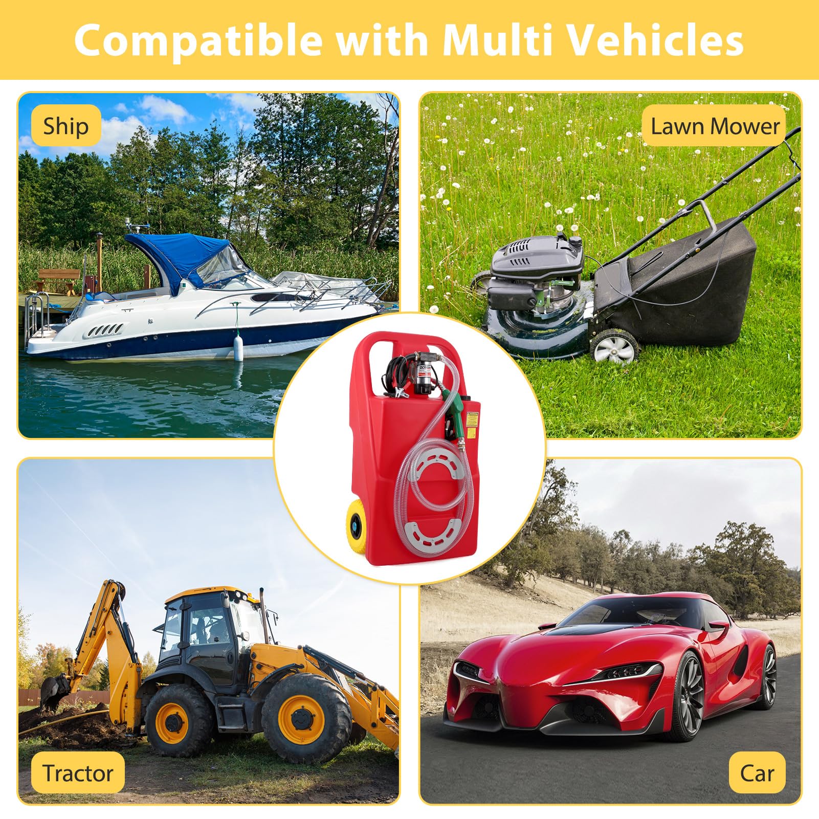Garvee Fuel Caddy, 26 Gallon Portable Diesel Fuel Tank On-Wheels with Electric Fueling Nozzle & 360° Swivel Connector, Diesel Container with 12V DC 140W Transfer Pump for Cars, Trucks, Boats