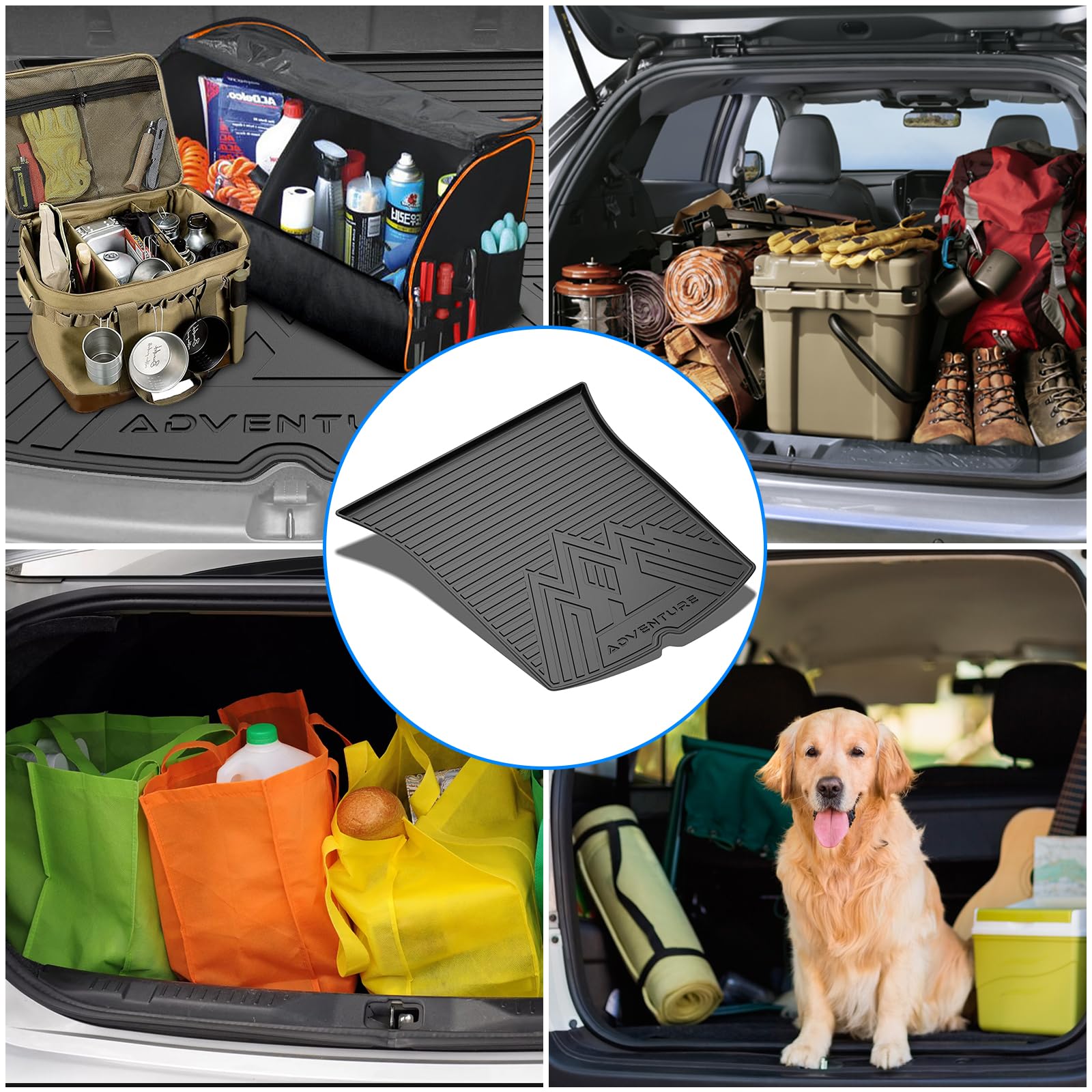 Garvee Trunk Mat for 2020-2024 Tesla Model Y 5-Seat- All-Weather TPE Rear Cargo Protector, Black