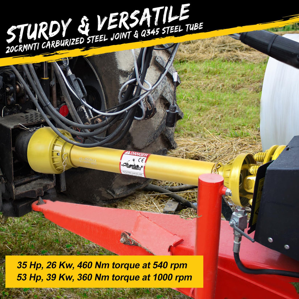 Garvee 1-3/8" Pto Drive Shaft with Slip Clutch, 6 Both Ends Pto Shaft, Series 4 Tractor Pto Drive Line Shaft,43"-57"Brush Pto Friction Shaft, Pto Shaft for Bush/Rotary Cutter/Finish Mower