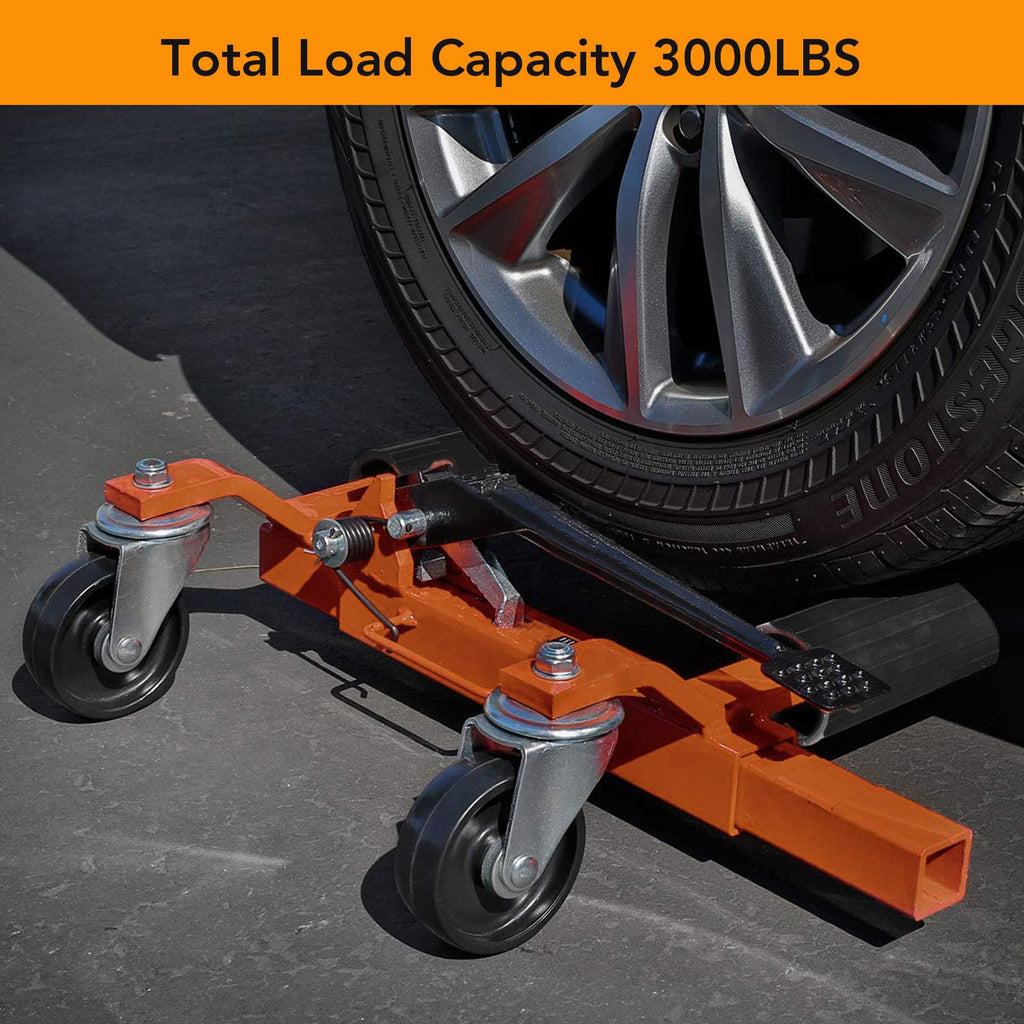 Garvee Car Wheel Dolly Set of 4, Hydraulic Tire Jack, 1500 LBS Capacity, Durable, for Trucks, RVs, Trailers, Orange