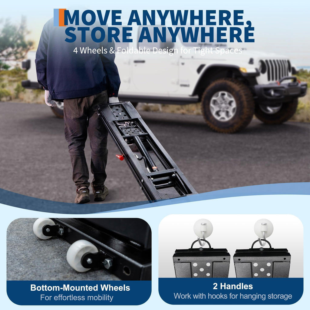 Garvee Portable Car Lift - 5000 lbs Adjustable Quick Jack with Locking Levers for Sedans, SUVs, and Light Trucks, 26" Foldable Design, Black