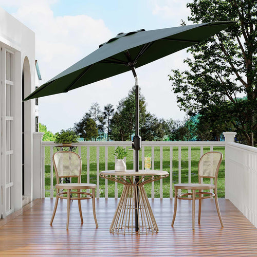 Garvee 10' Patio Umbrella with Crank Lift & Push Button Tilt, Table Umbrella Outdoor Patio 8 Sturdy Ribs for Yard, Deck, Pool, Dark Green