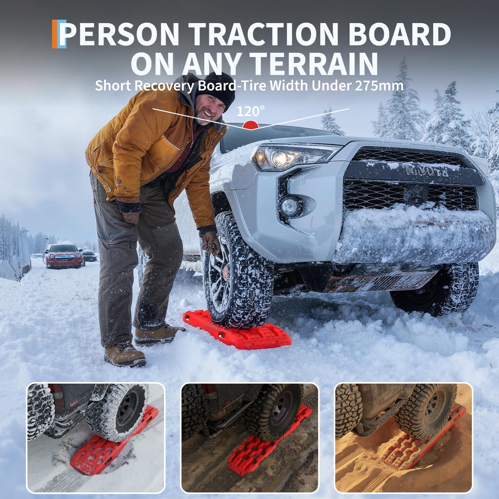 Garvee 2 Pack Off-Road Traction Boards - Recovery Boards for Snow and Sand, 41.7"x12.2"x2.6", Includes Carry Bag