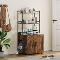 Garvee Cat Litter Box Enclosure + Hidden Cat Washroom + MDF Panel + 3 Shelves + Door + Indoor Cat Cabinet + Brown