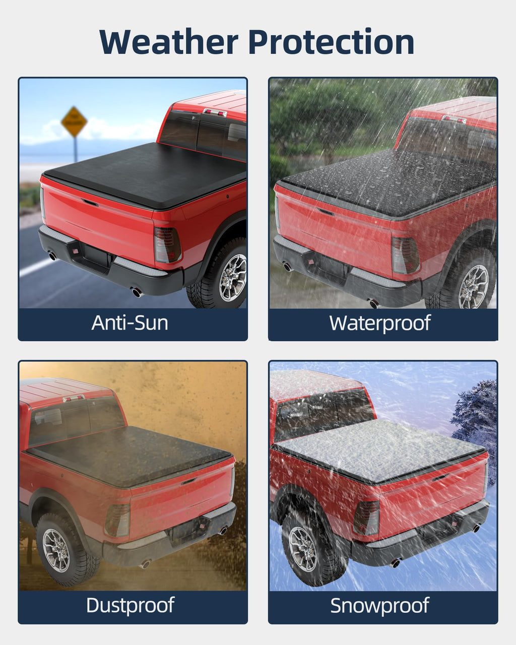 Garvee Soft Quad Fold Truck Bed Tonneau Cover Compatible with 2002-2023 Dodge Ram 1500, 2003-2023 Dodge Ram 2500 3500, 5.7 ft Bed